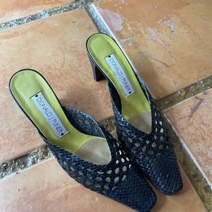 Donald Pliner braided Black Leather Mules